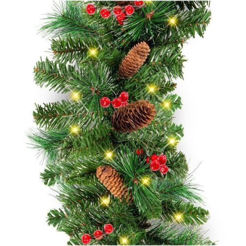 9Ft Pre-Lit Christmas Garland W/ 2-In-1 Led Lights
