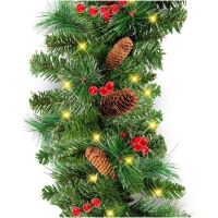 9Ft Pre-Lit Christmas Garland W/ 2-In-1 Led Lights