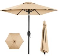 Outdoor Market Patio Umbrella w/ Push Button Tilt, Crank Lift - 7.5ft