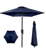 Outdoor Market Patio Umbrella w/ Push Button Tilt, Crank Lift - 7.5ft