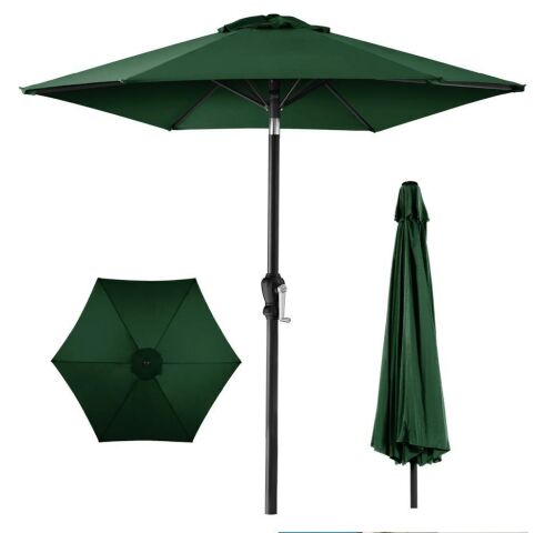 Outdoor Steel Market Patio Umbrella Decoration w/ Tilt, Crank Lift - 10ft
