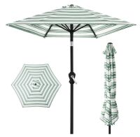 Outdoor Steel Striped Market Patio Umbrella w/ Tilt, Crank Lift - 10ft