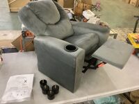 Push Back Microfiber Kids Recliner Chair with Footrest and Cup Holder