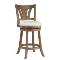 Office Star Products Miller 26.75in. Linen Faux Leather Full Back Wood Counter Stool