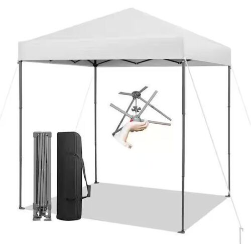 Gymax 6.6 ft. x 6.6 ft. White Pop-up Canopy Tent UPF 50 Plus Portable Sun Shelter