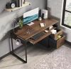 Bestier 48 in. Rectangular Cherry 2-Drawers Computer Writing Desk with Open Storage and Keyboard Tray
