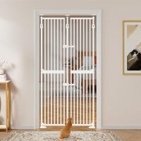 unipaws 75" High Extra Tall Cat Gate, Upgrade 3 Support Pillars-Stable Increase, Auto Closing and No Drilling Cat Dog Proof Safety Gate for Doorway, Stairs, Fit for 35"-38" Wide Opening, White