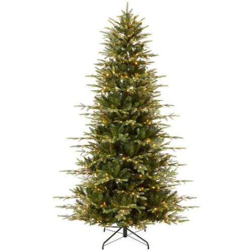6ft Pre-Lit Artificial Aspen Slim Noble Fir Christmas Tree w/ Metal Stand