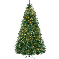 6ft Premium Artificial Pre-Lit Pine Christmas Tree w/ 1,000 Tips, 250 Lights No
