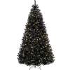 Pre-Lit Artificial Black Christmas Tree w/ Incandescent Lights, Metal Stand