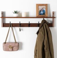 29" Coat Rack Wall Mount with Shelf, Entryway Wall Hooks with Shelf, Coat Hangers for Bathroom, Living Room, Bedroom