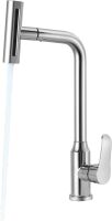 Waterfall Kitchen Faucet with Pull-Out Sprayer with 4 Modes Sprayer, Stainless Steel 360&deg; Swivel Kitchen Sink Faucet, High Arc Single Hole Sink Faucet (Silvery)