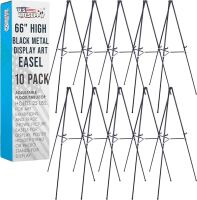 Case of (10) U.S. Art Supply 66" High Black Metal Display Art Easel