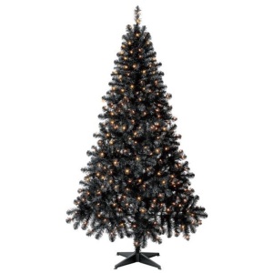 Holiday Time 6.5' Pre-Lit Madison Pine Black Artificial Christmas Tree w/ Clear Lights 