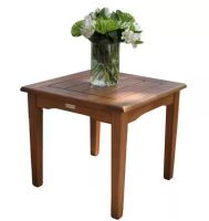 Outdoor Interiors Square Wood Outdoor Side Table with Eucalyptus Top