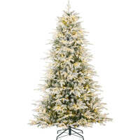 7.5ftPre-Lit Flocked Full Aspen Christmas Tree w/ 2-in-1 Glowing LED Lights