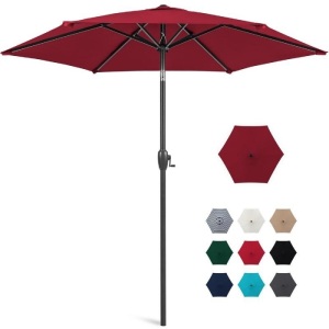 7.5ft Outdoor Market Patio Umbrella w/ Push Button Tilt, Crank Lift 