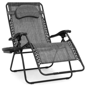 Oversized Reclining Zero Gravity Chair Lounger w/ Cup Holder, Pillow 