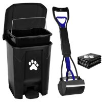 Outdoor Dog Poop Trash Can with Lid, Dog Waste Trash Can Pet Waste Container Pooper Scooper for Yard Garden Kitchen with Removable Inner Bin, Large Garbage Bag