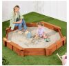 Kid's Wooden Octagonal Sandbox w/ Sand Cover, 4 Reinforced Benches, 8 Seats