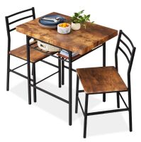 3-Piece Modern Square Dining Set w/ Storage Rack