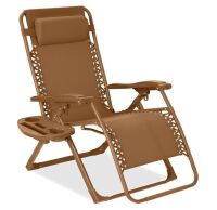 pink, Monochromatic Zero Gravity Patio Chair Recliner w/ Side Tray, Headrest