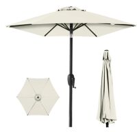 Outdoor Market Patio Umbrella w/ Push Button Tilt, Crank Lift - 7.5ft