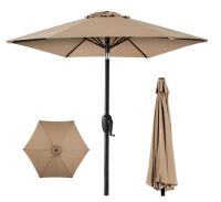 Outdoor Market Patio Umbrella w/ Push Button Tilt, Crank Lift - 7.5ft
