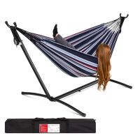 2-Person Brazilian-Style Double Hammock w/ Carrying Bag and Steel Stand