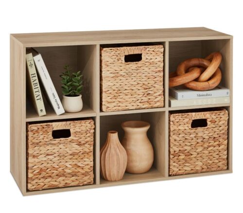 6-Cube Bookshelf, 11in Storage Display w/ Removable Panels, Customizable