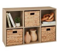6-Cube Bookshelf, 11in Storage Display w/ Removable Panels, Customizable
