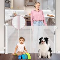56 Inch Wide Retractable Baby Gate with Reinforced Strip