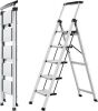 XinSunho 5 Step Retractable Handgrip Folding Step Stool with Anti-Slip Wide Pedal