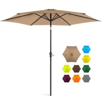 10ft Outdoor Steel Market Patio Umbrella Decoration w/ Tilt, Crank Lift&nbsp;