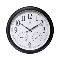 Infinity Instruments 24 Inch Classic Black Wall Thermometer Clock