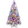6' Pre-Lit Snow Flocked Artificial Pine Christmas Tree w/ Multicolored Lights