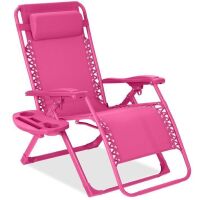 Monochromatic Zero Gravity Patio Chair Recliner w/ Side Tray, Headrest