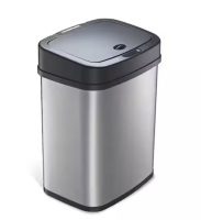 NINESTARS 3 Gal. Stainless Steel Rectangular Shape Motion Sensor Metal Household Trash Can