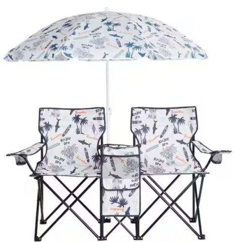 Portable 2-Person Fishing Chair with Removable Umbrella