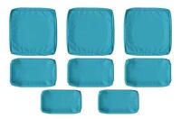 8-Piece 25.6 in. Outdoor Replacement Lounge Cushion Covers Lake Blue