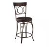 Linon Home Decor Henry Circle Back 24.25 in. Brown High Back Metal Counter Stool with Faux Leather Seat