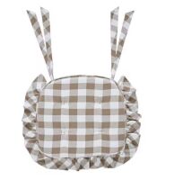 Lot of (3) VHC BRANDS Annie Portabella, Soft White Buffalo Check Ruffled Chair Pad