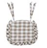 Lot of (3) VHC BRANDS Annie Portabella, Soft White Buffalo Check Ruffled Chair Pad