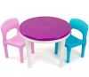 Humble Crew Bright Colors 2-in-1 Plastic Building Block-Compatible Kids Activity Table and 2 Chairs Set
