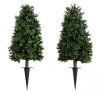 Nearly Natural 2.5 ft. UV Resistant Artificial Boxwood Tree Plant with Integrated Ground Stake, Set of 2