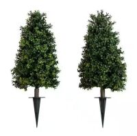 Nearly Natural 2.5 ft. UV Resistant Artificial Boxwood Tree with Integrated Ground Stake, Set of 2