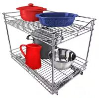 LYNK PROFESSIONAL Pull Out Two Tier Sliding Under Cabinet Organizer, 14 in. Wide x 18 in. Deep