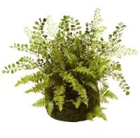 Nearly Natural Artificial Mixed Fern with Twig and Moss Basket