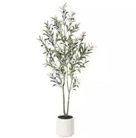 DR.Planzen 5 ft. Artificial Olive Tree with White Planter