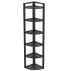 70.9 in. Tall Black Engineered Wood 6-Shelf Corner Bookcase